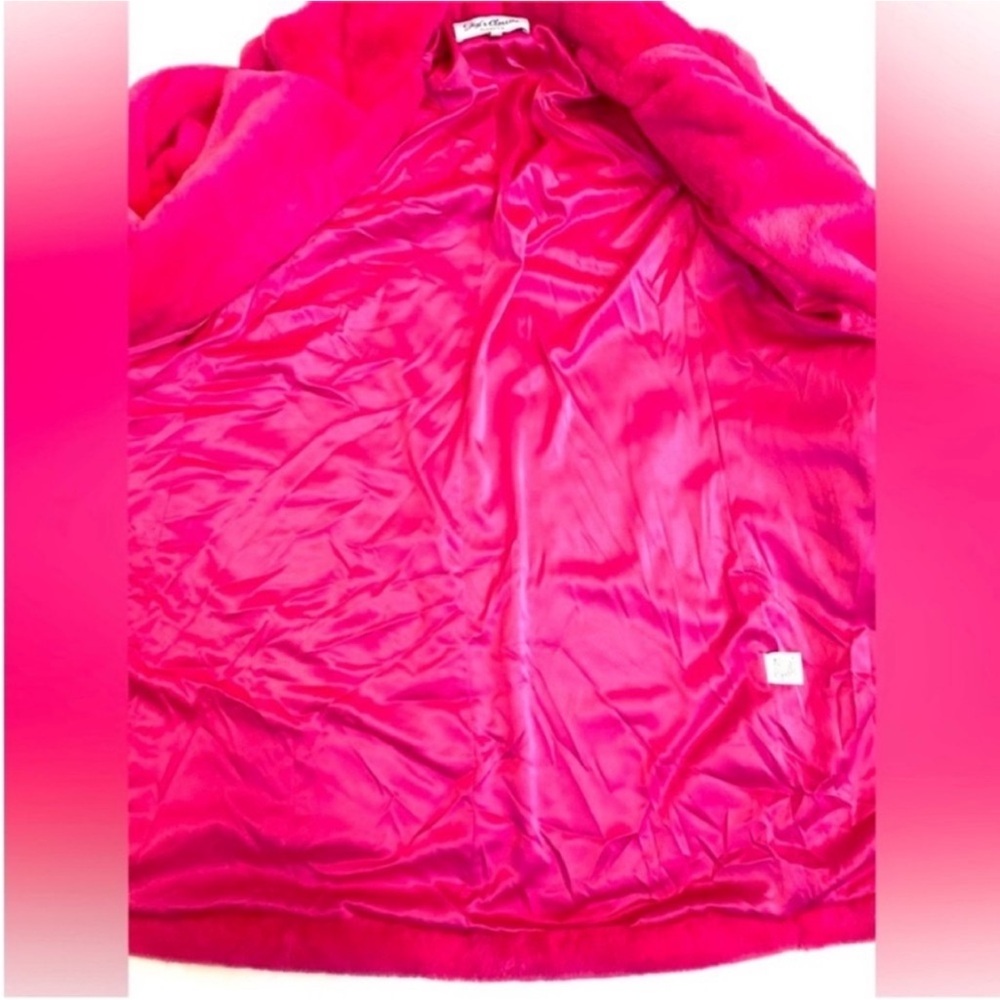 Gigi's Closette Coat Foux Fur Hot Pink Teddy Midi Coat Jacket New size Small - Picture 8 of 13
